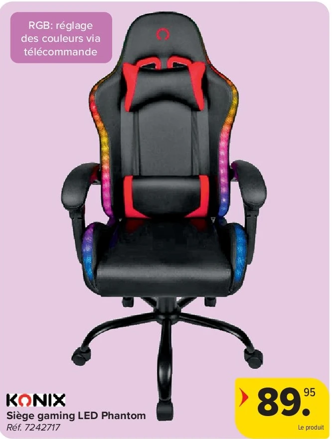 KONIX Siège gaming LED Phantom
