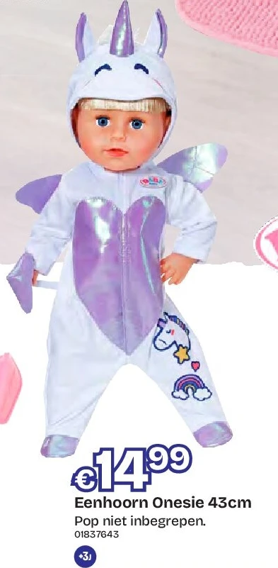 Eenhoorn Onesie 43cm