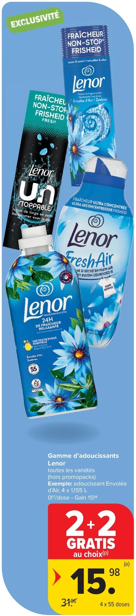 Gamme d’adoucissants Lenor 4 x 55 doses