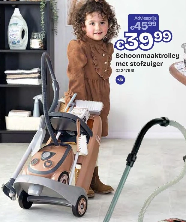 Schoonmaaktrolley met stofzuiger