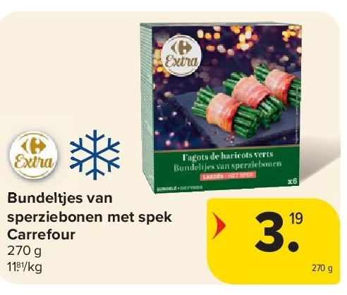 Bundeltjes van sperziebonen met spek Carrefour