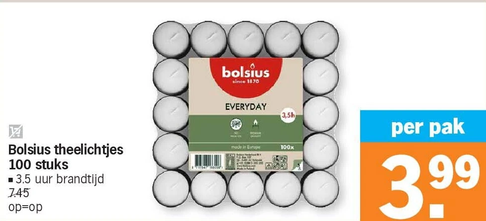 Bolsius theelichtjes 100 stuks