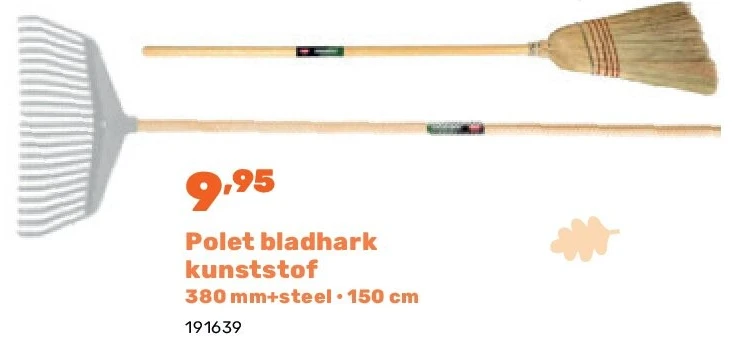 Polet bladhark kunststof 380 mm+steel • 150 cm