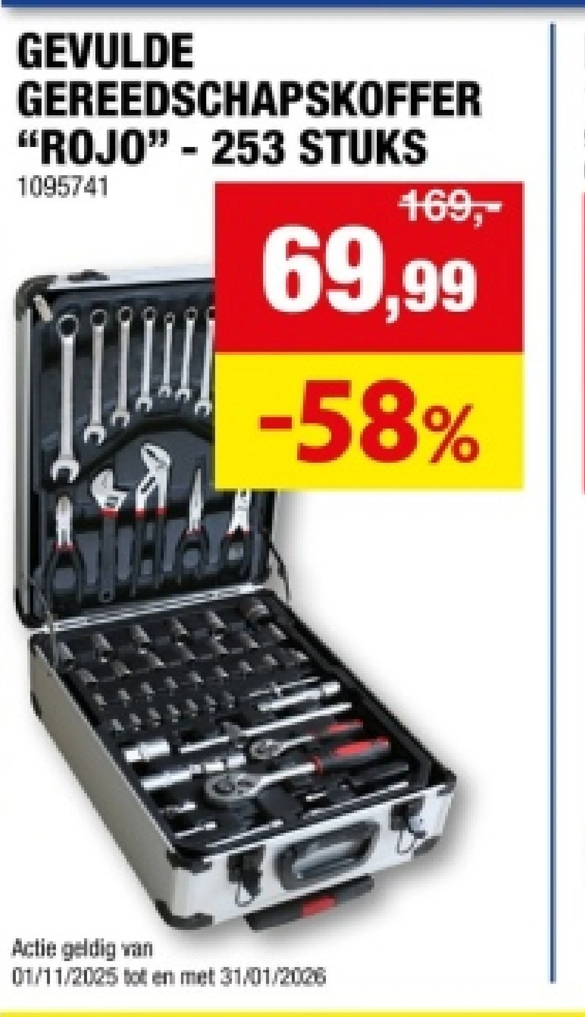 GEVULDЕ GEREEDSCHAPSKOFFER "ROJO" - 253 STUKS