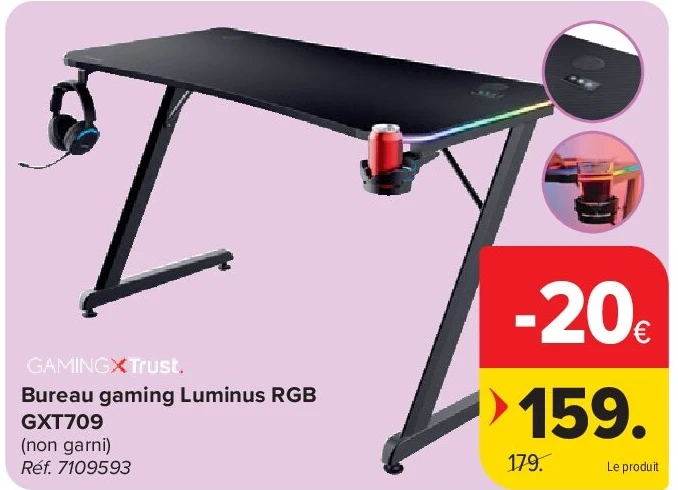 GAMINGXTrust Bureau gaming Luminus RGB GXT709
