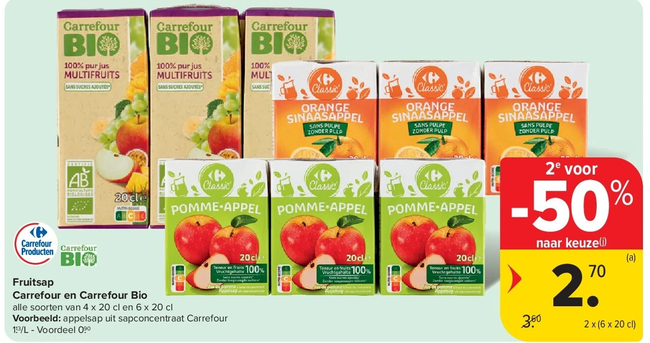 Fruitsap Carrefour en Carrefour Bio