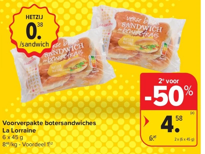 Voorverpakte botersandwiches La Lorraine