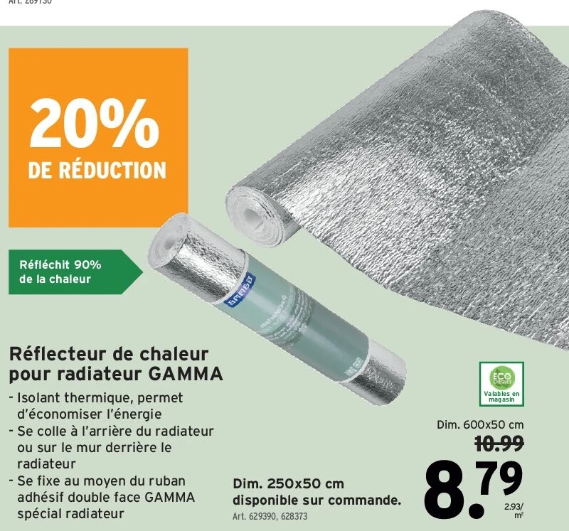 Réfl ecteur de chaleur pour radiateur GAMMA