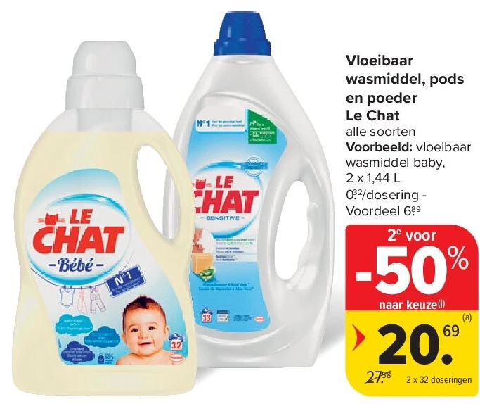 Vloeibaar wasmiddel, pods en poeder Le Chat