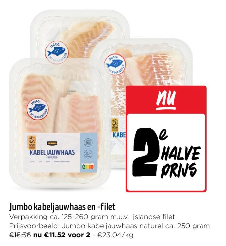 Jumbo kabeljauwhaas en -filet