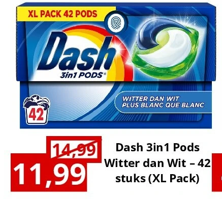Dash 3in1 Pods Witter dan Wit – 42 stuks (XL Pack)