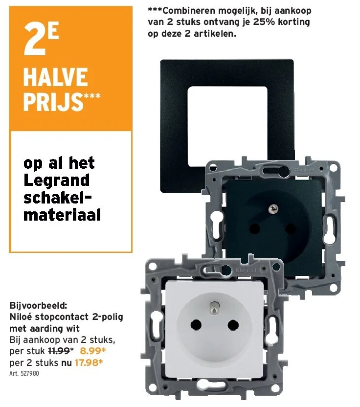 Niloé stopcontact 2-polig met aarding wit