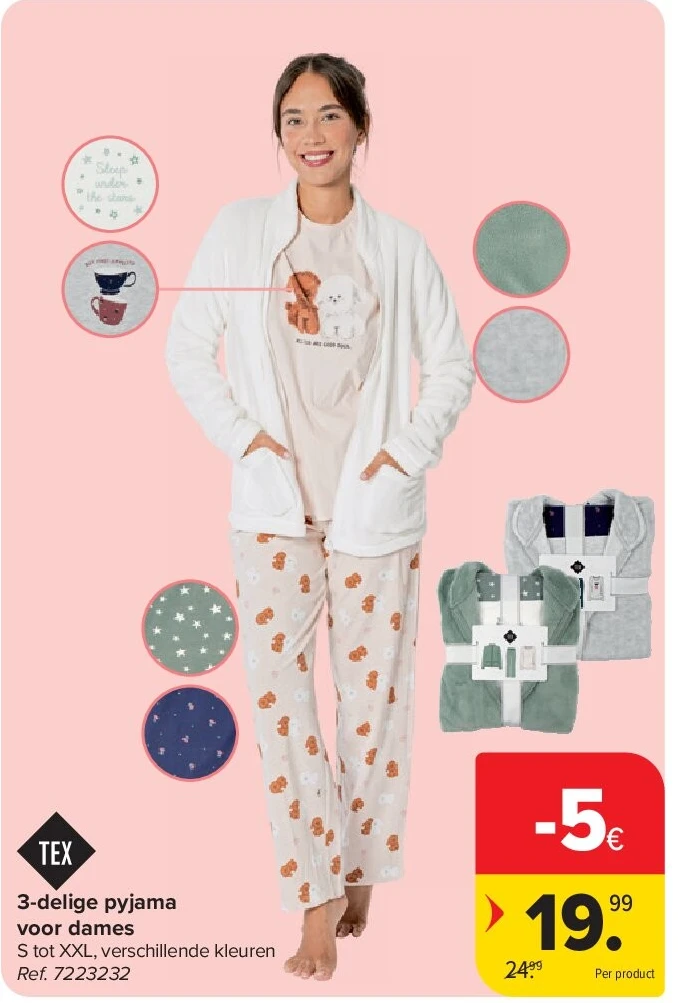 3-delige pyjama voor dames