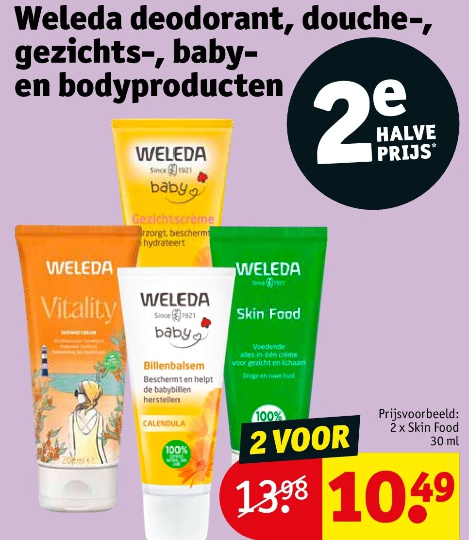 Weleda deodorant, douche-, gezichts-, babyen bodyproducten