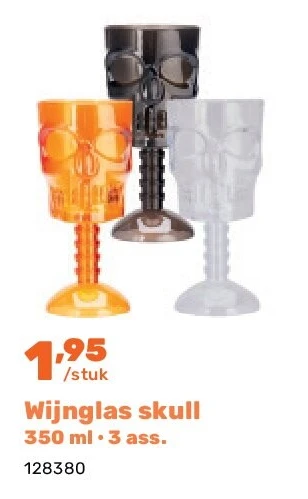Wijnglas skull 350 ml • 3 ass.