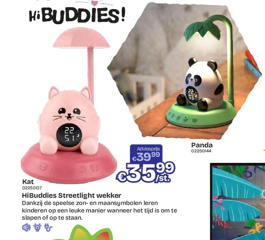 HiBuddies Streetlight wekker Kat