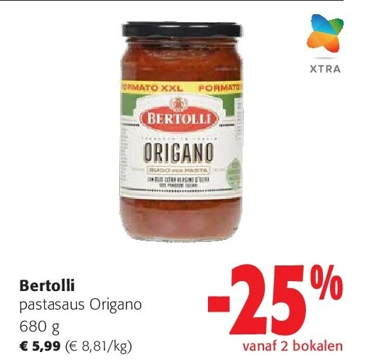 Bertolli pastasaus Origano 680 g