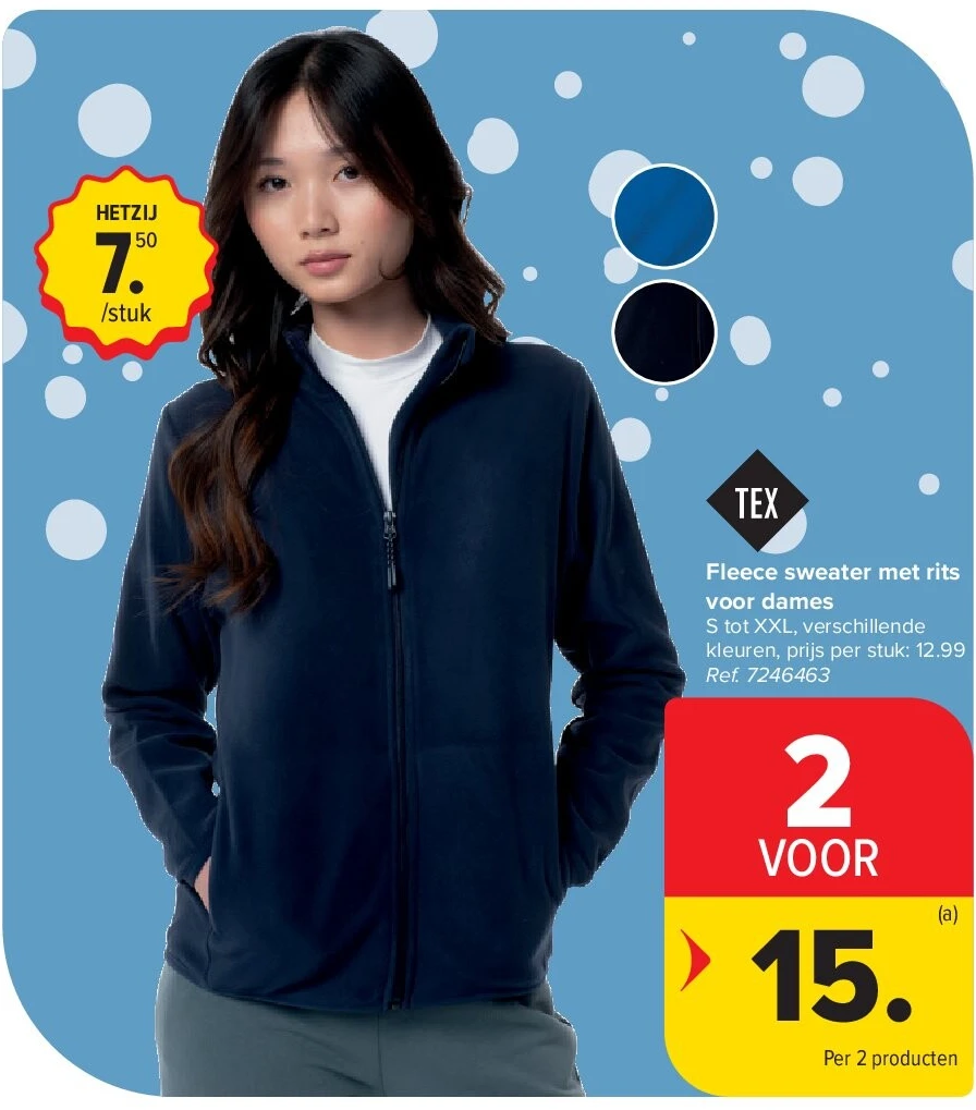 Fleece sweater met rits voor dames
