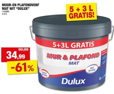 MUUR-EN PLAFONDVERF MAT WIT "DULUX"