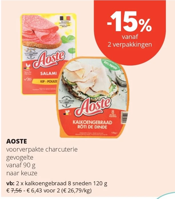 AOSTE kalkoengebraad 8 sneden 120 g