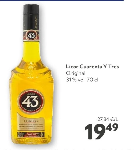 Licor Cuarenta Y Tres Original 31 % vol 70 cl