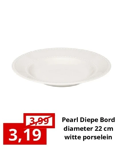 Pearl Diepe Borddiameter 22 cmwitte porselein