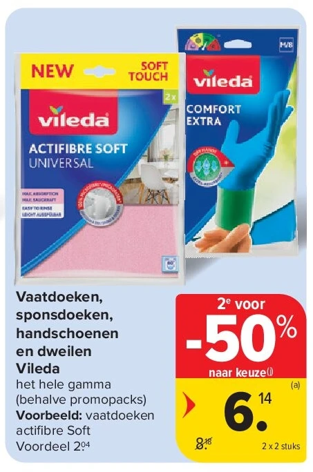 Vaatdoeken, sponsdoeken, handschoenen en dweilen Vileda