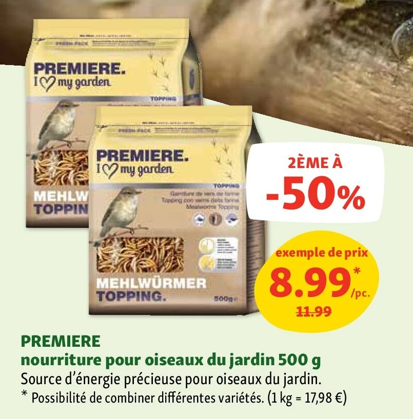 PREMIERE nourriture pour oiseaux du jardin 500 g