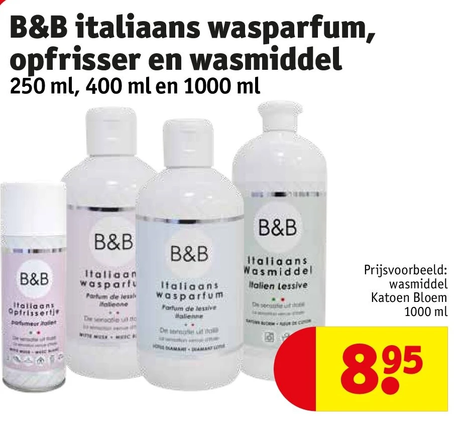 B&B italiaans wasparfum, opfrisser en wasmiddel