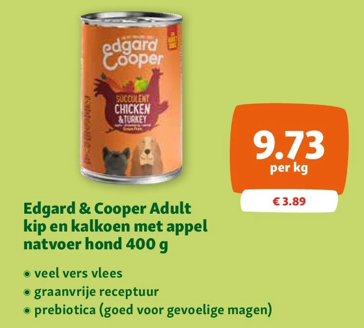 Edgard & Cooper Adult kip en kalkoen met appel natvoer hond 400 g