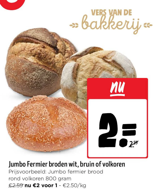 Jumbo Fermier broden wit, bruin of volkoren