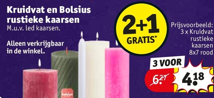 Kruidvat en Bolsius rustieke kaarsen