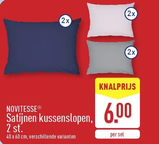 Satijnen kussenslopen, 2st.