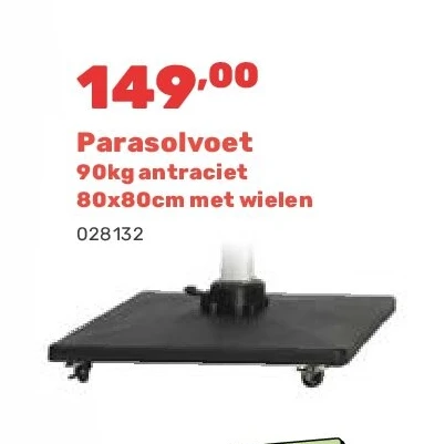 Parasolvoet 90kg antraciet 80x80cm met wielen