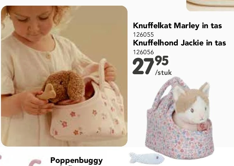 Knuffelkat Marley in tas