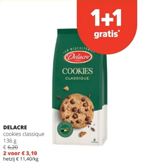 DELACRE cookies classique 136 g
