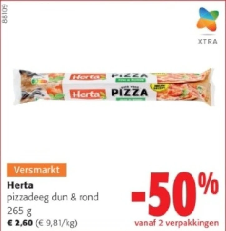 Herta pizzadeeg dun & rond 265 g