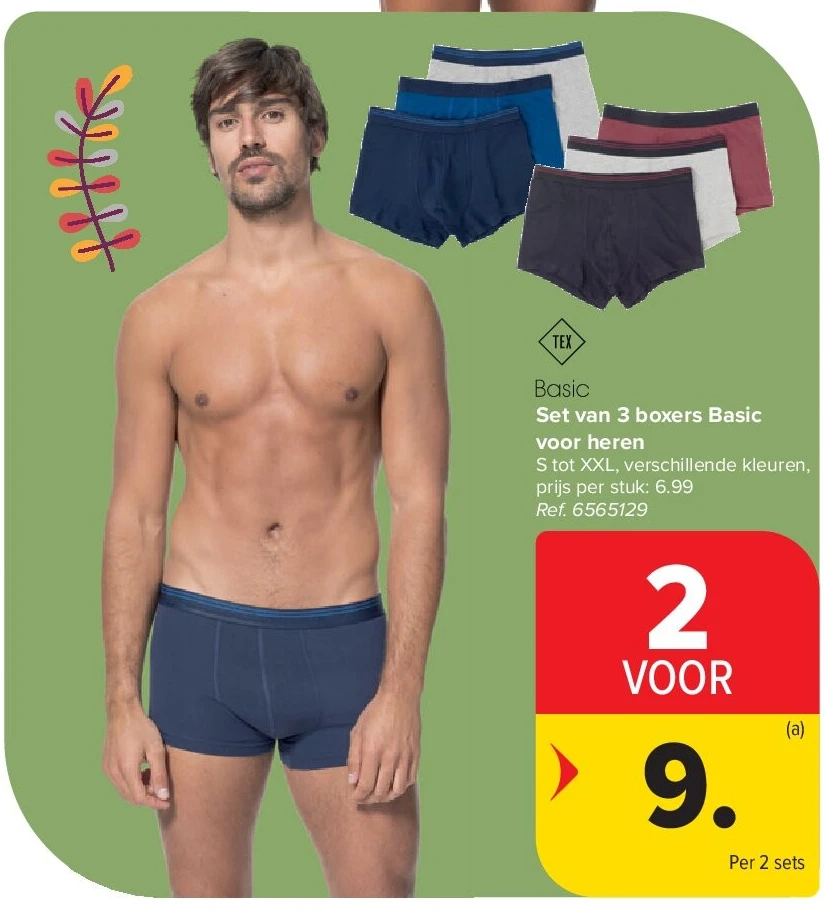 Set van 3 boxers Basic voor heren