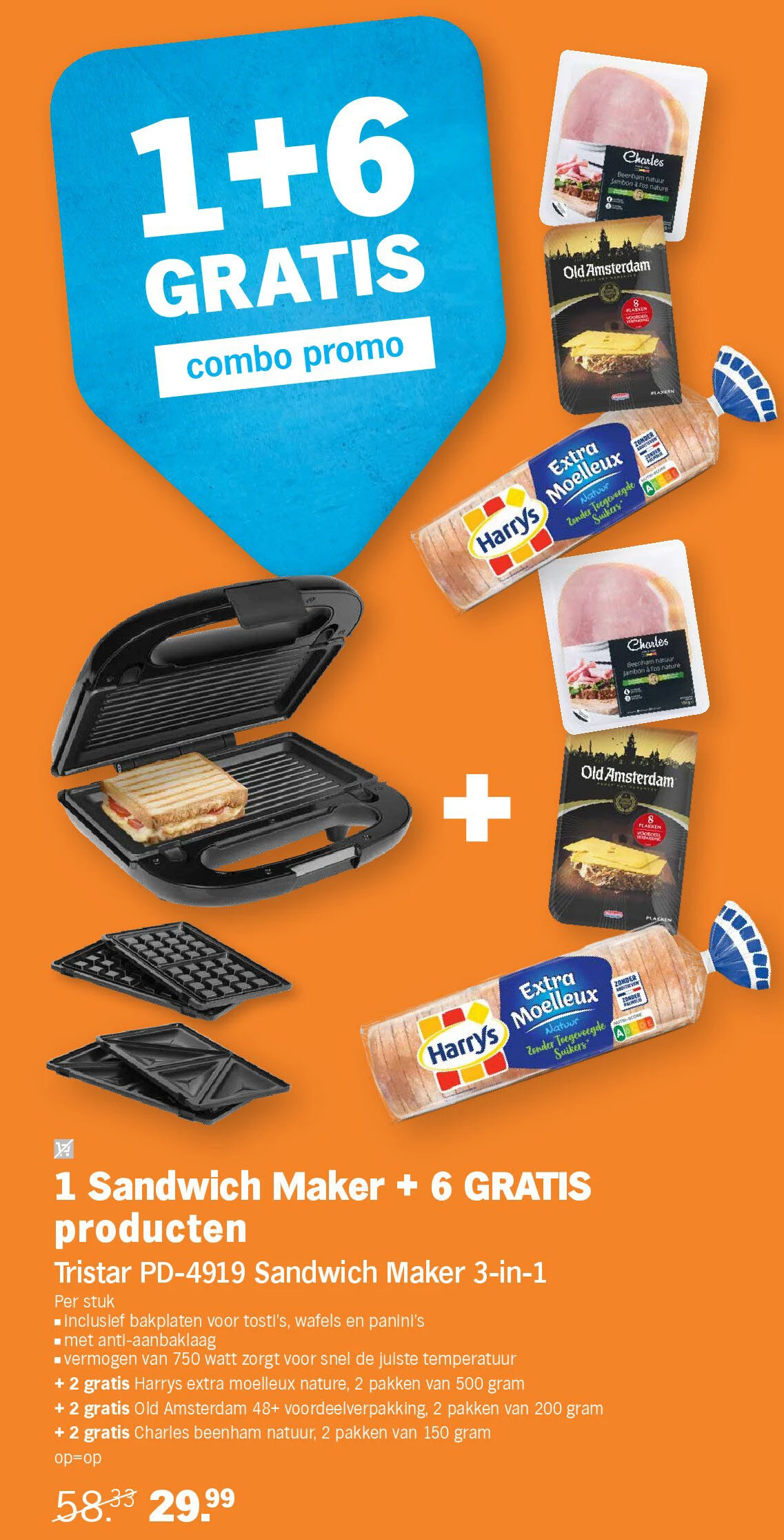 1 Sandwich Maker + 6 GRATIS producten
