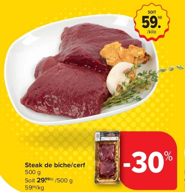 Steak de biche/cerf 500 g