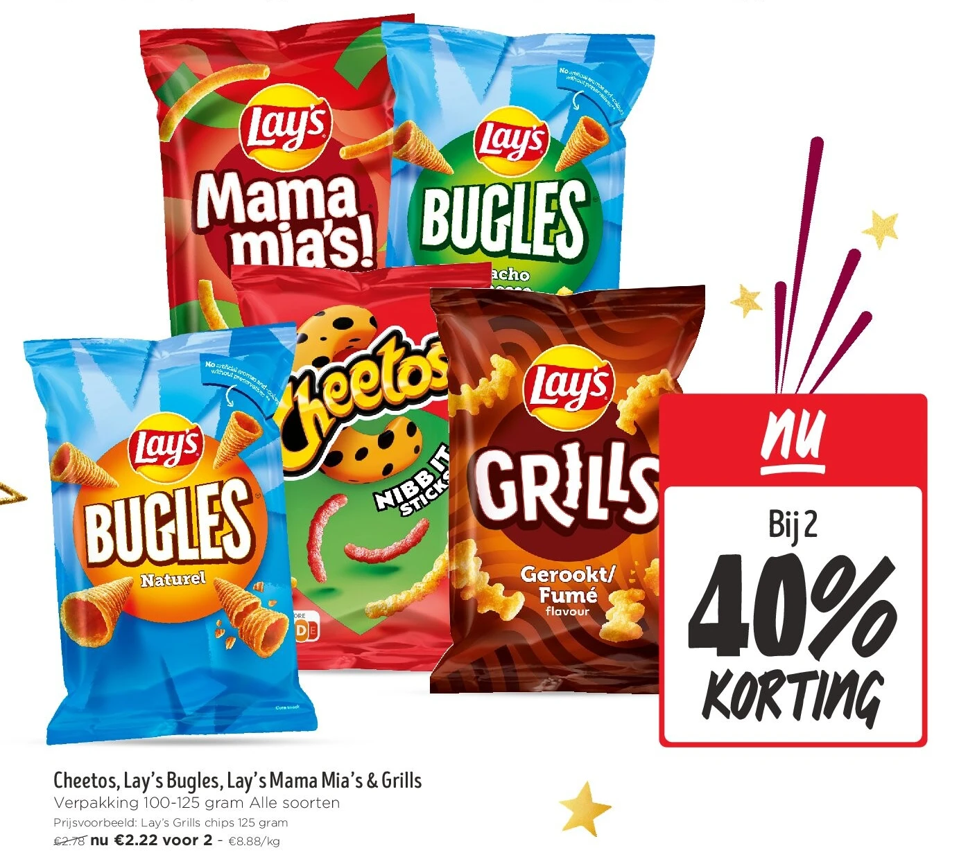 Cheetos, Lay’s Bugles, Lay’s Mama Mia’s & Grills