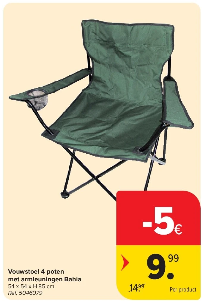 Vouwstoel 4 poten met armleuningen Bahia