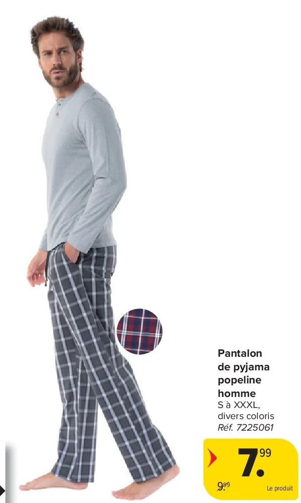 Pantalon de pyjama popeline homme