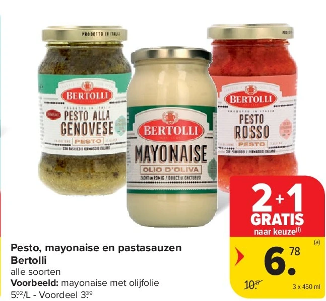 Pesto, mayonaise en pastasauzen Bertolli