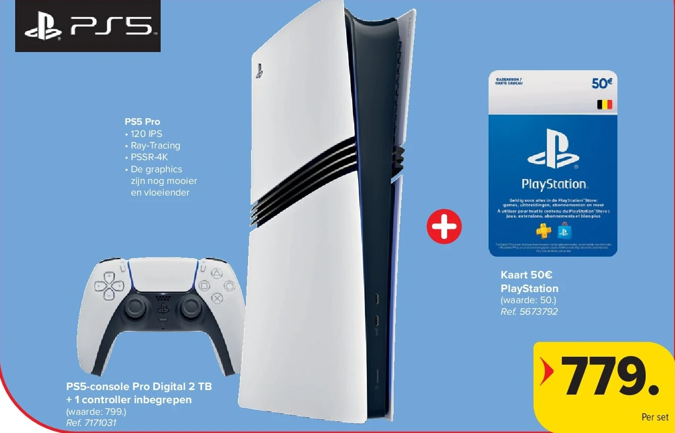 PS5-console Pro Digital 2 TB + 1 controller inbegrepen + Kaart 50€ PlayStation