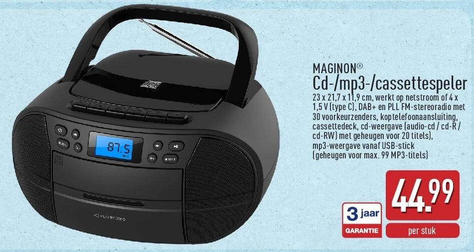 Cd-/mp3-/cassettespeler