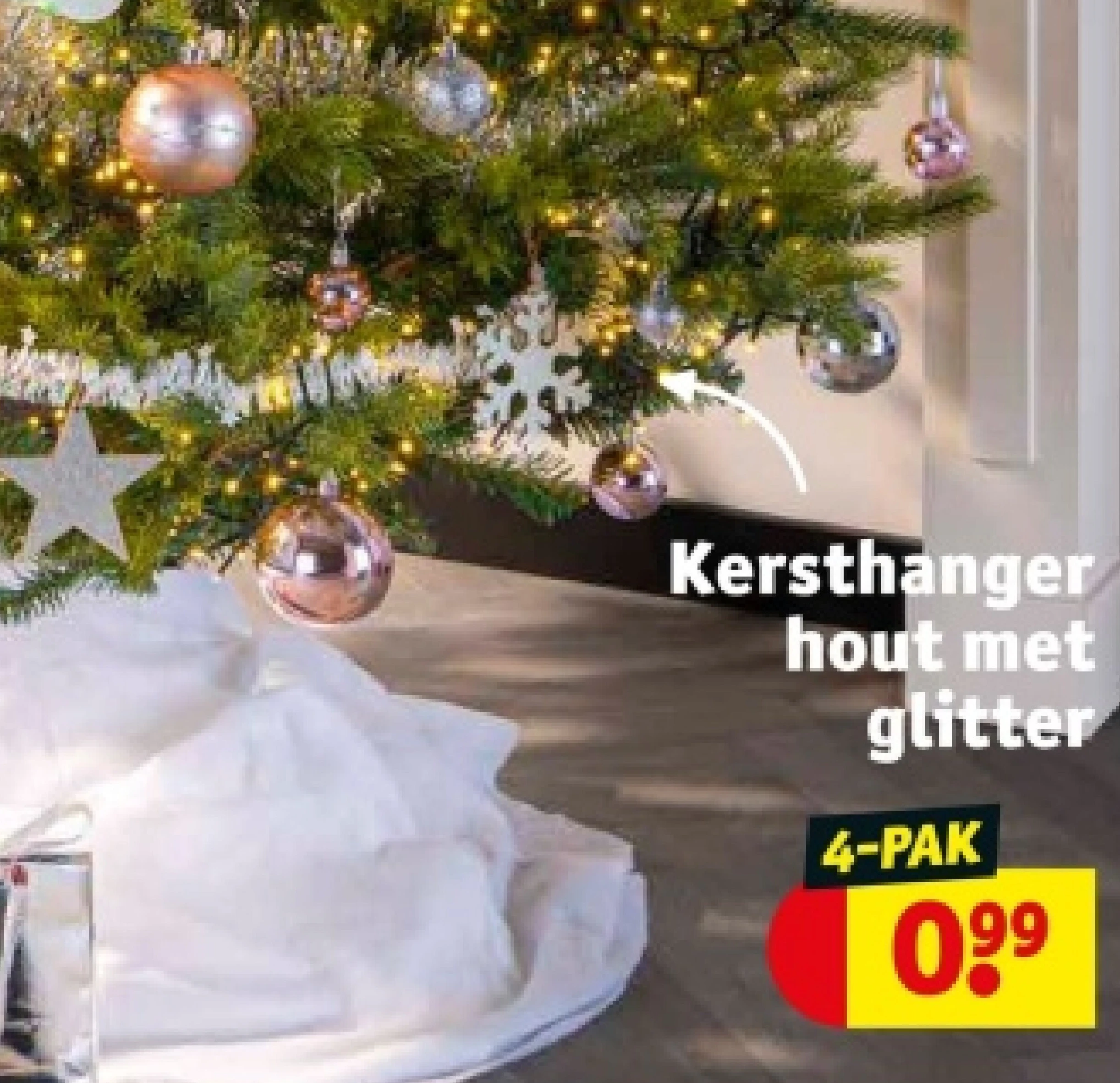 Kersthanger hout met glitter