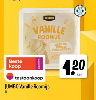 JUMBO Vanille Roomijs 1L