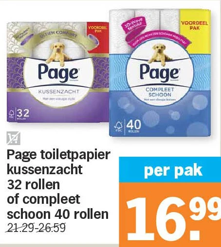 Page toiletpapier kussenzacht 32 rollen of compleet schoon 40 rollen