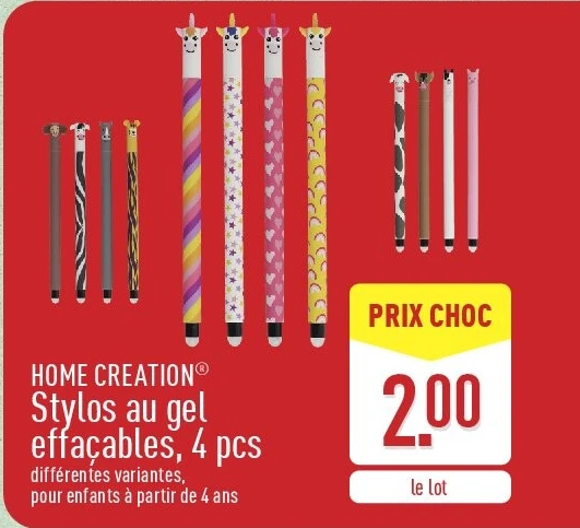 Stylos au gel effaçables, 4pcs